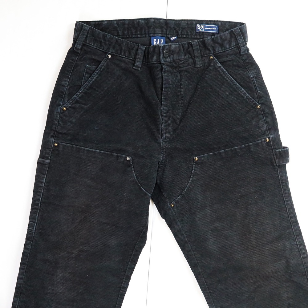 Gap Carpenter Pant Men 28x30 Black Corduroy Double Knee Utility Workwear Pants - Picture 3 of 12